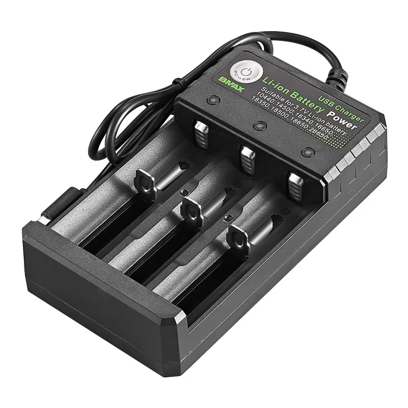 Smart 18650 Charger 3 Slots 4.2V Li-ion Battery USB Independent Charging 18650 18500 14500 16650 26650 Lithium Battery Charger