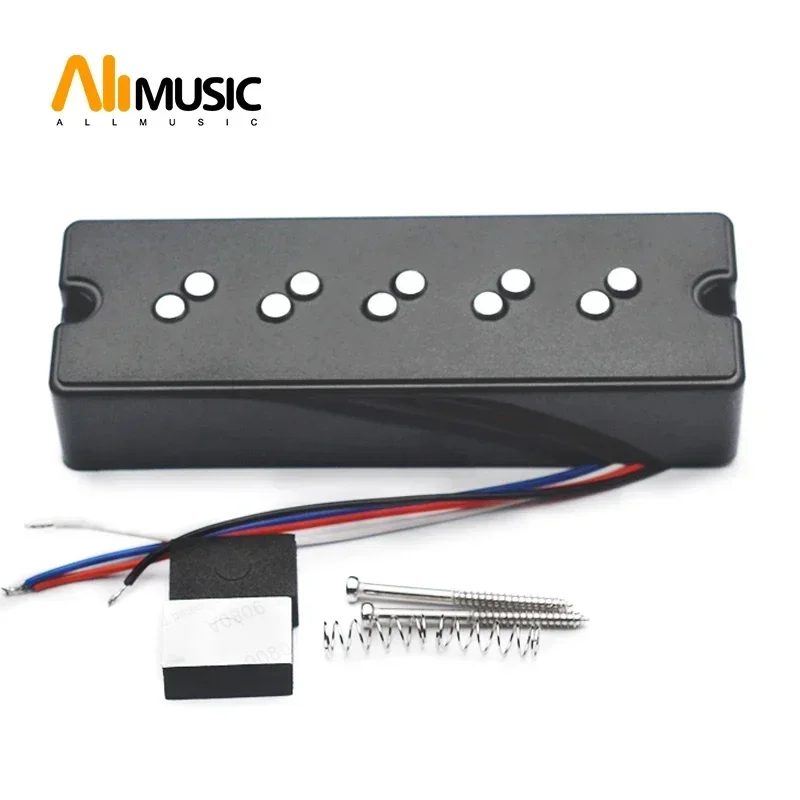 Alnico 5 5-String Bass Humbucker with Staged Polepiece Noise Reduction 16.5/17.5MM Pole Spacing 4 Conduct Split Coil for Bass