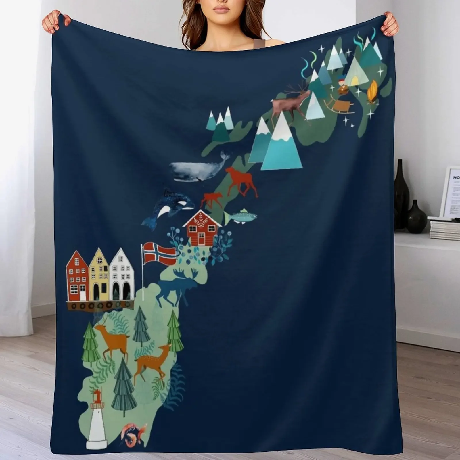 

Norway Souvenir Throw Blanket Stuffeds decorative Tourist Beach Blankets