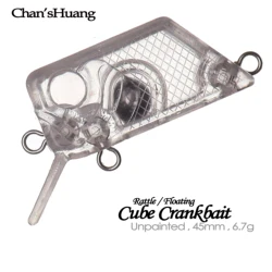 Chan’sHuang 30PCS Unpainted Blanks Bait 4.5cm/6.7g Floating Rattle Cube Crankbait DIY Handmade Artificial Fishing Lure