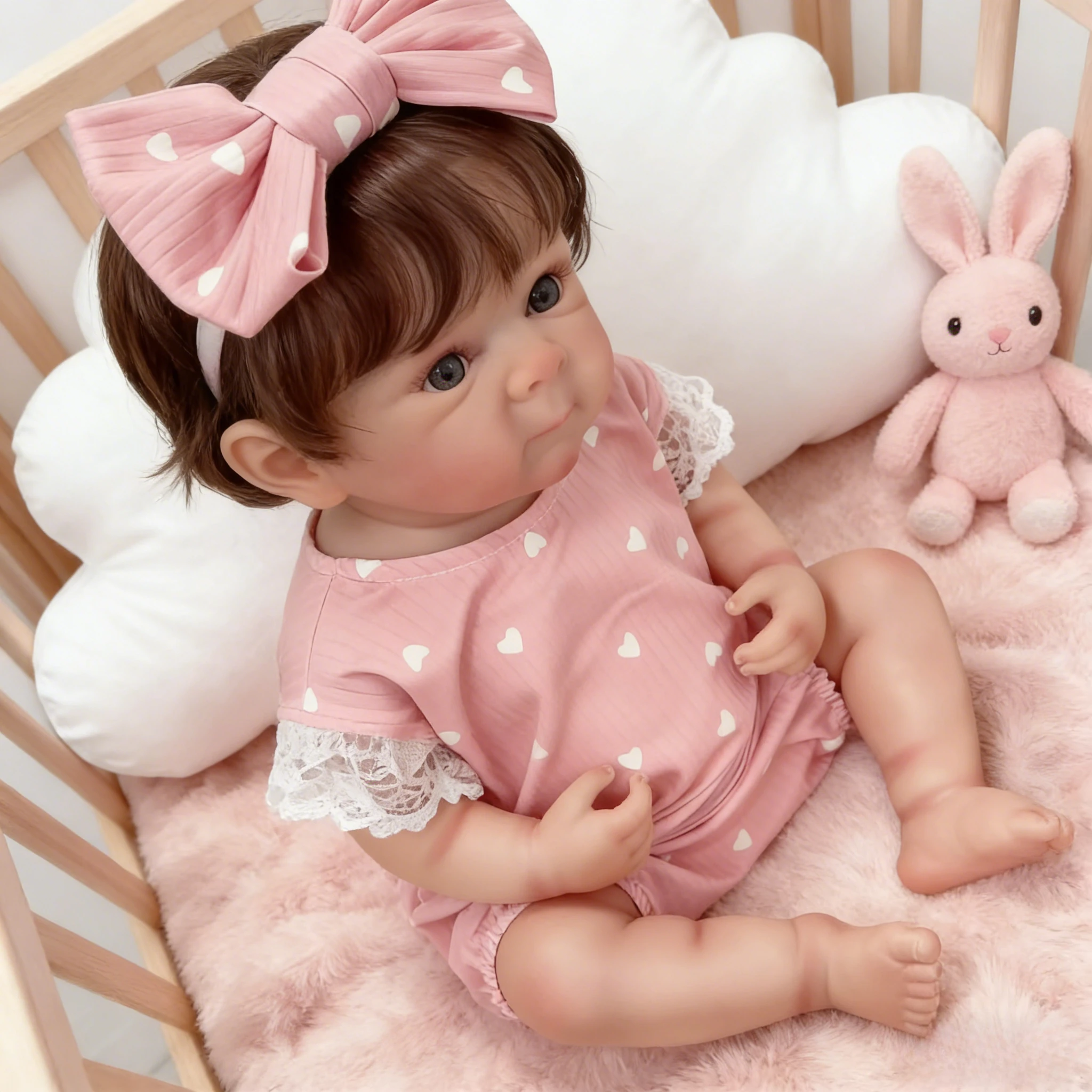 45cm 리얼리스틱 리본 베티 인형 핸드루팅 헤어 소프트 바디 신생아 선물 어린이용