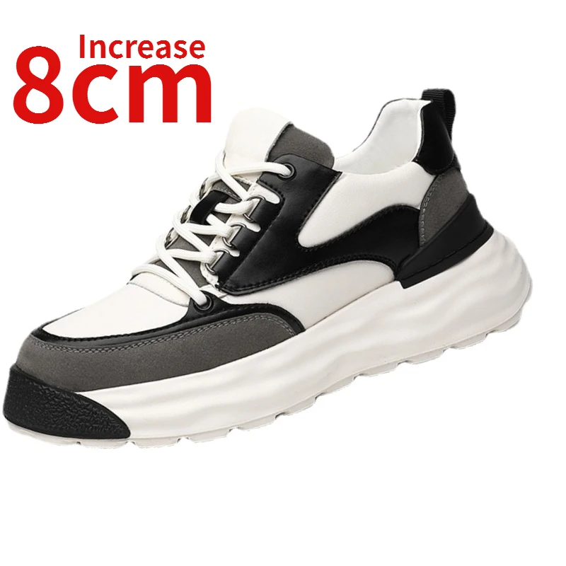 

Men's Shoes Increase 8cm Thick Sole High-end Comfortable Feeling Genuine Leather Breathable Sports Casual Elevator Shoes for Men