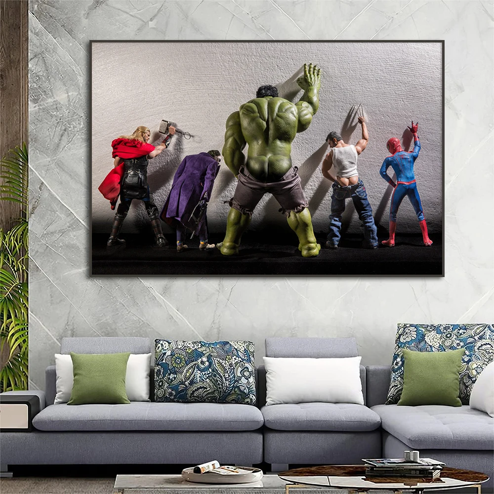 Avengers Superheros  Daily Painting Modern Disney Wall Art Canvas Poster Print Hulk Thor Pictures Toilet Living Room Home Decor