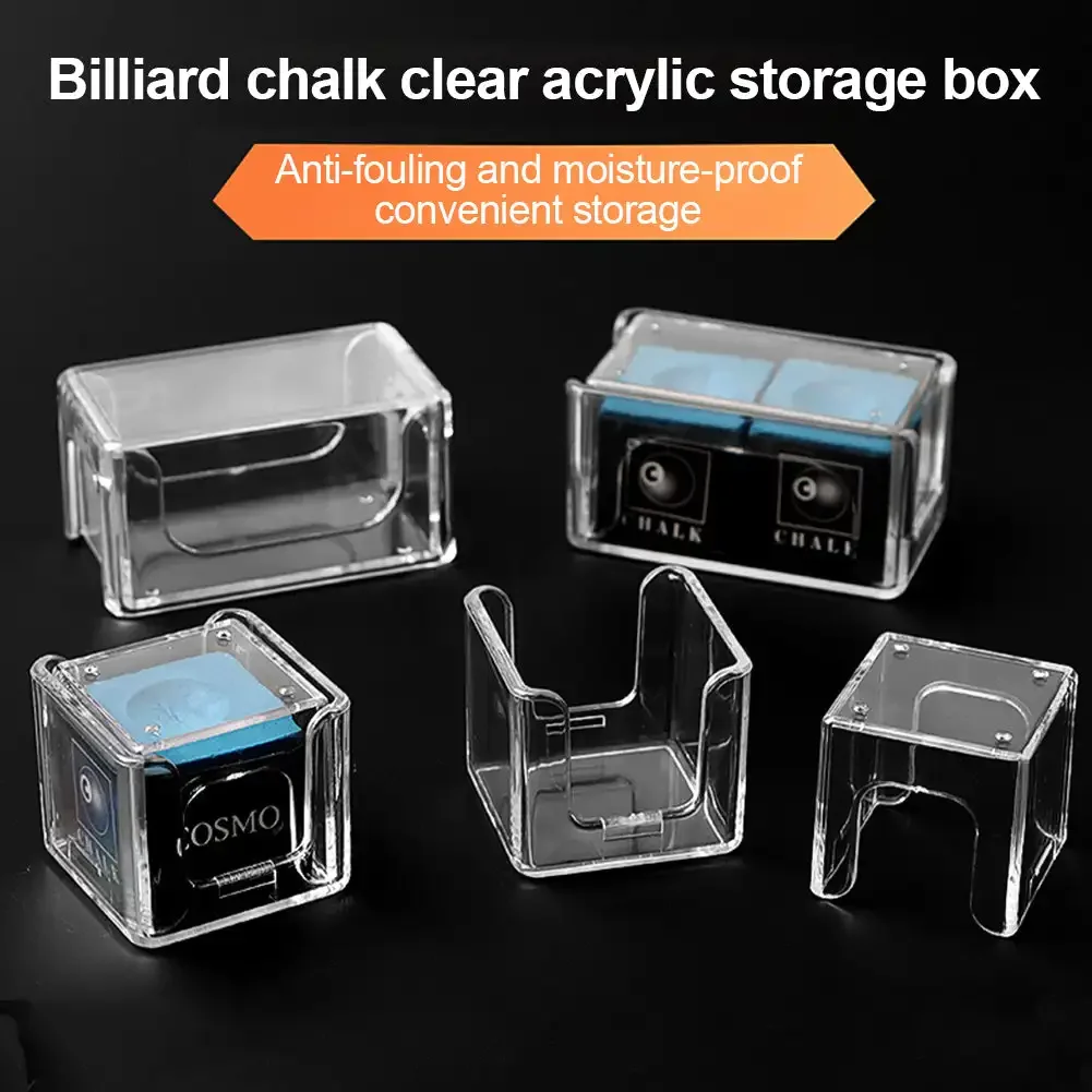 1PC Acrylic Billiard Chalk Powder Box - Transparent and Stylish Billiard Chalk Storage Decor Box