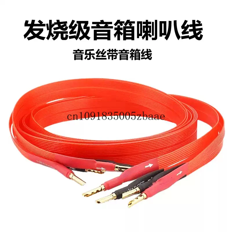 

HiFi Music Ribbon Silver Plated OCC Single Crystal Copper Speaker Wire Tube Amp Audio Interconnect Cable