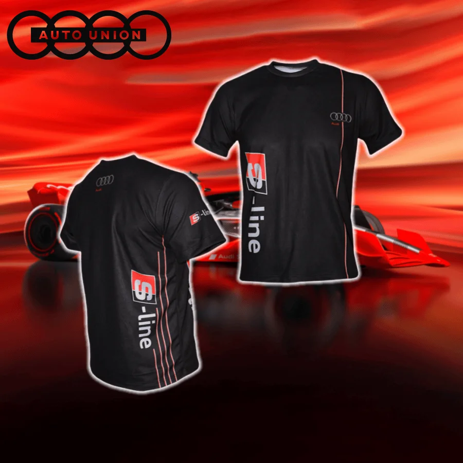 

Быстросохнущая футболка унисекс Audi S-Line Quattro, удобная повседневная спортивная гоночная футболка с короткими рукавами, высококачественная дышащая футболка