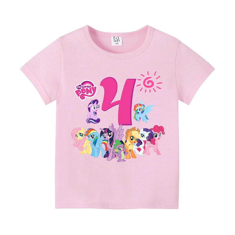 My Little Ponys Children T-Shirt Birthday Number 1-10 Kawaii Raritys Cartoon Clothes Kid Boy Girl Tee Shirt Casual Birthday Gift