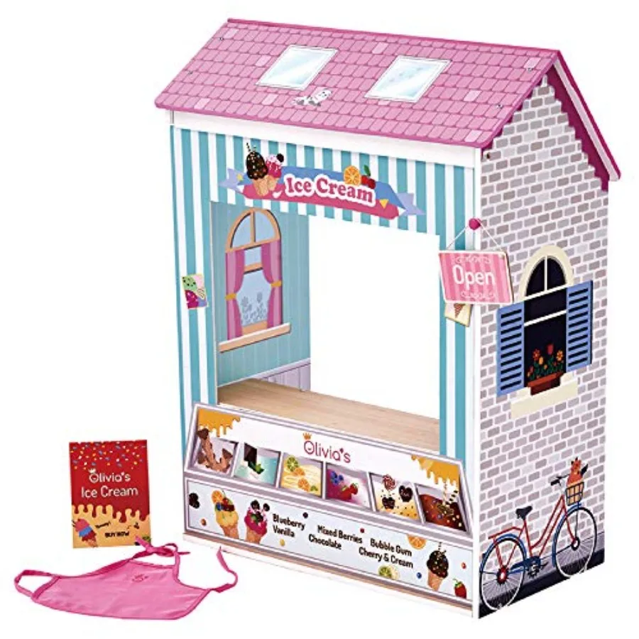 

18 Doll 4 Scenes Dollhouse with 7 Accessories Convertible Wooden Play House TD-12641C