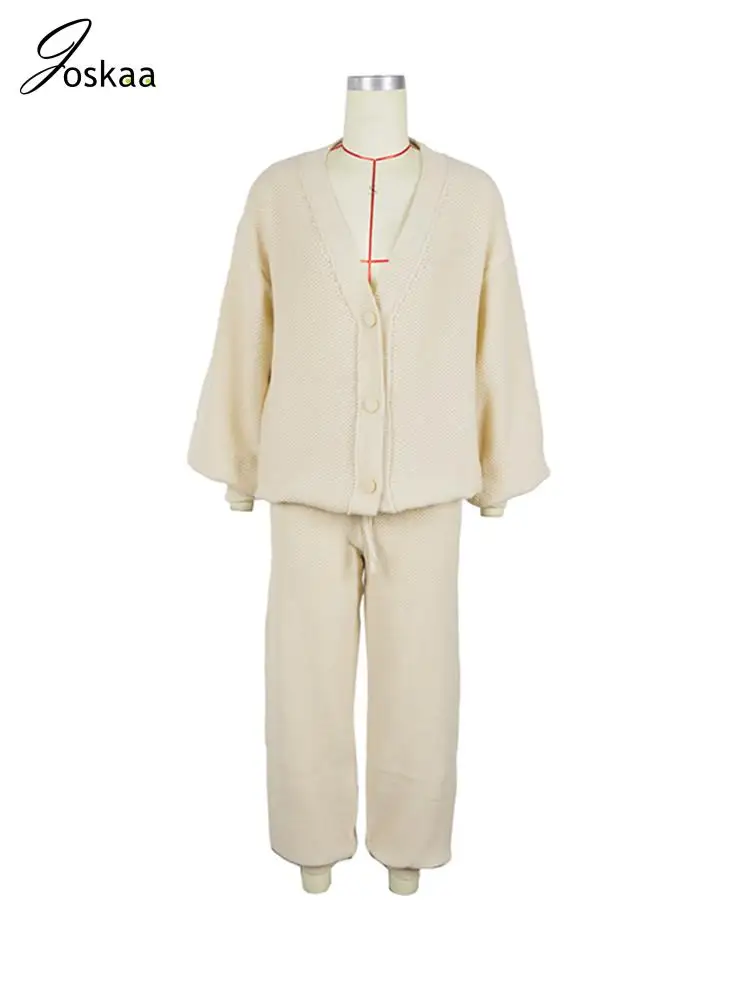 Yomesugar 2025 Maglia Set da 2 pezzi Plus Size Abbigliamento donna Casual Scollo a V Manica lunga Maglione allentato Cardigan + Pantaloni Match Streetwear