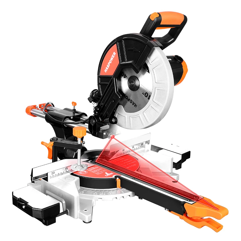 

HASPOWER 10inch 255mm Sliding Wood Miter Saw Single Bevel With Laser LED Light Electric Power Tool Cutting Machine