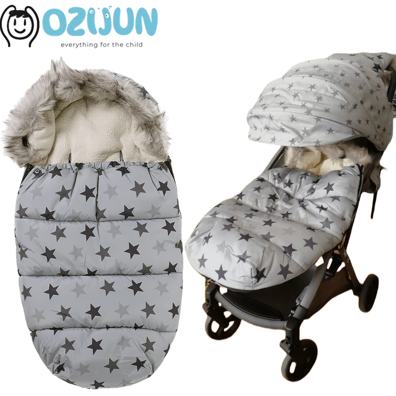 

Baby Winter Outdoor Tour Stroller Sleeping Bag Stroller Footmuff Cover Thick Warm Fleece Bunting Bags for Newborns