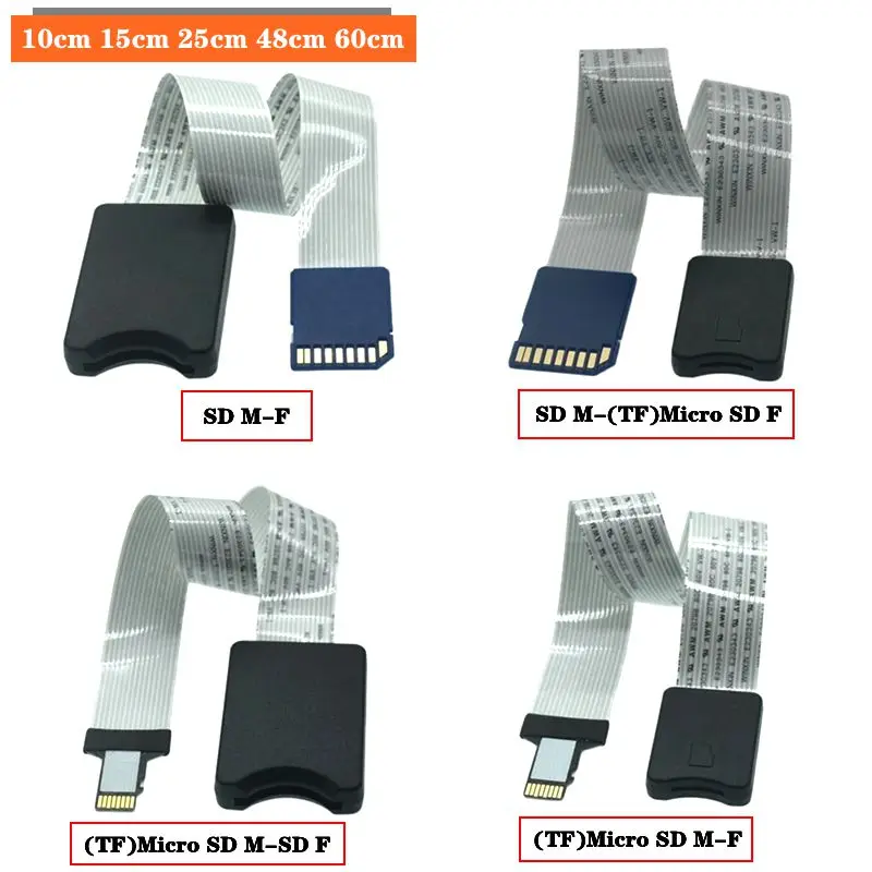 SD Card Female To TF Micro SD Male SD To SD TF To TF Flexible Card Extension Cable Extender Adapter Reader 10cm 15cm 25cm 48cm