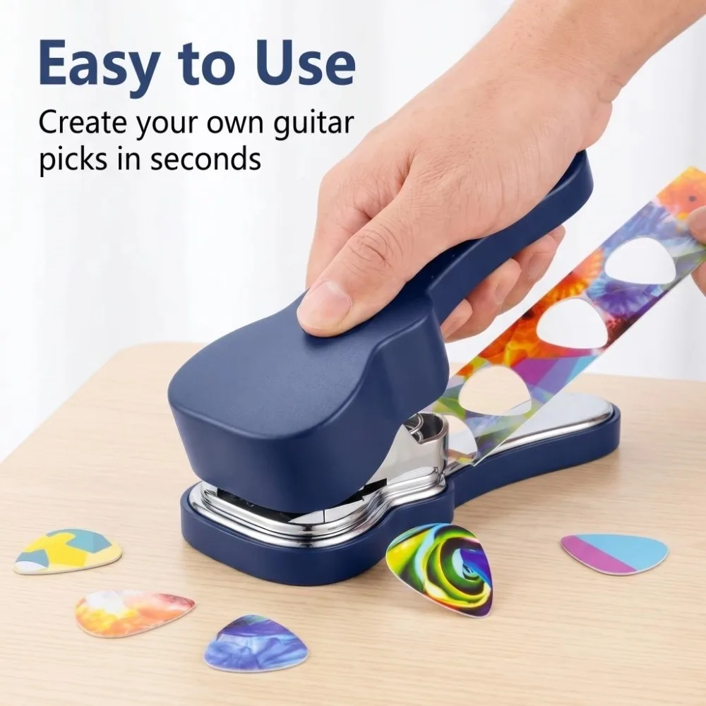 Portable Guitar Pick Punch 15 Variety Pick Strips Medium Guitar Pick Maker Colorful Sanding File Leather Keychain Pick Punch Kit