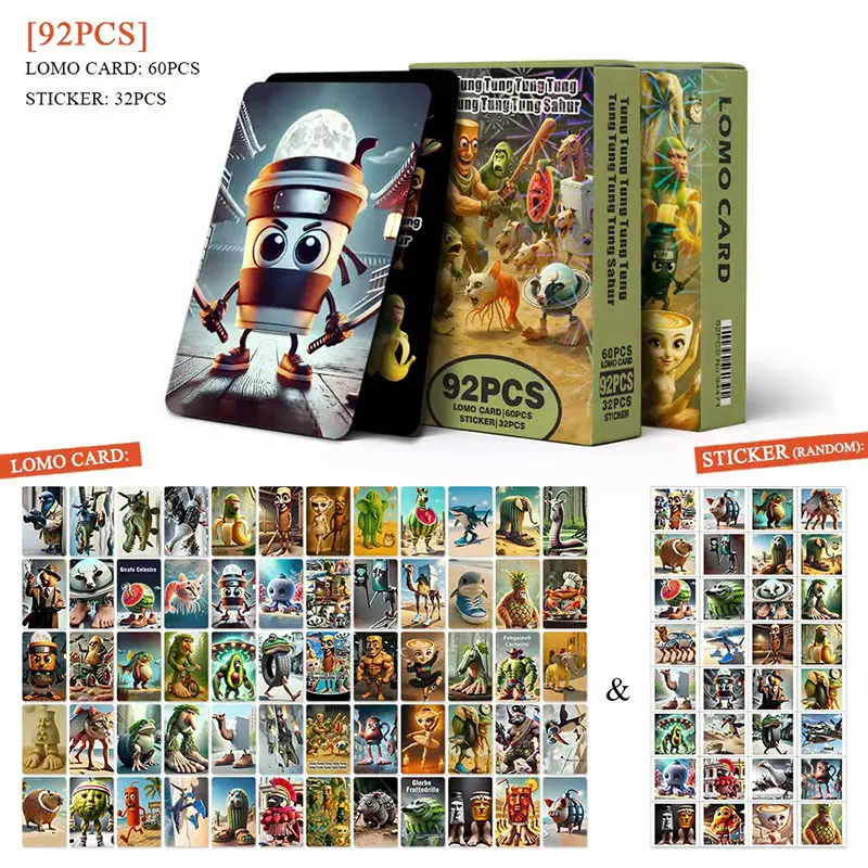 New Italian Brainrot Gold Foil Cards Cartoon Anime Tungtungtung Sahur Tralalero Tralala Laser Cards Board Games Collection Cards image 4