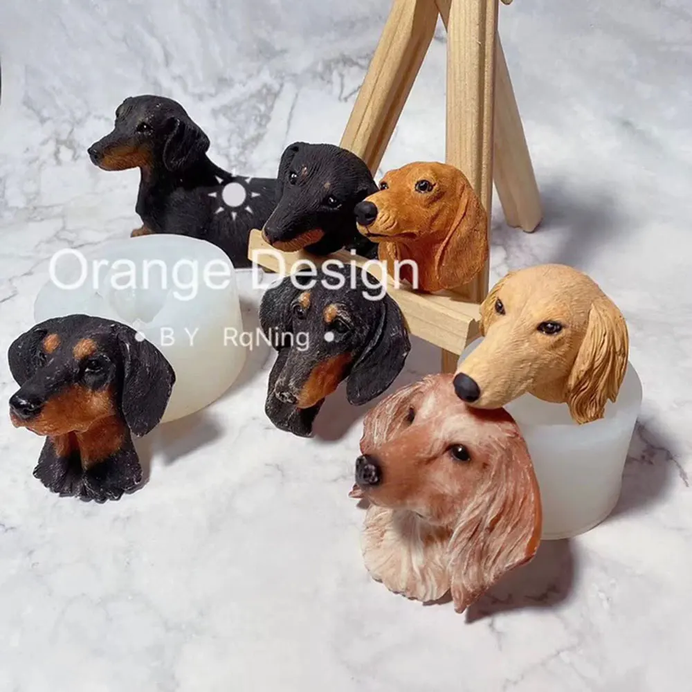 Dachshund Head Plaster Candle Mold DIY Pet Dog Avatar Fondant Clay Mold Car Air Vent Decoration
