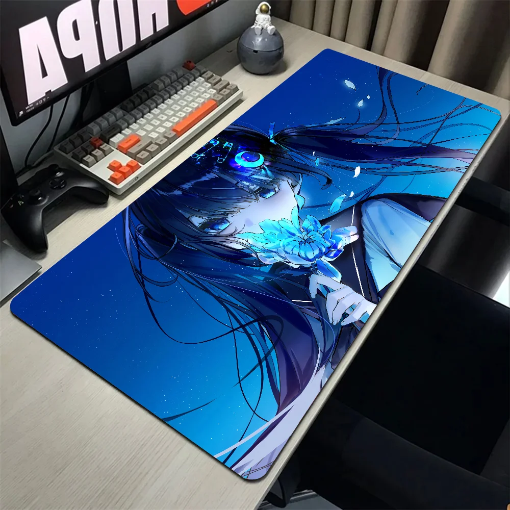 Anime Mädchen blaue Blume Mouse pad Maus matte Schreibtisch matte mit Pad Gaming Zubehör Prime Gaming xxl Tastatur Pad