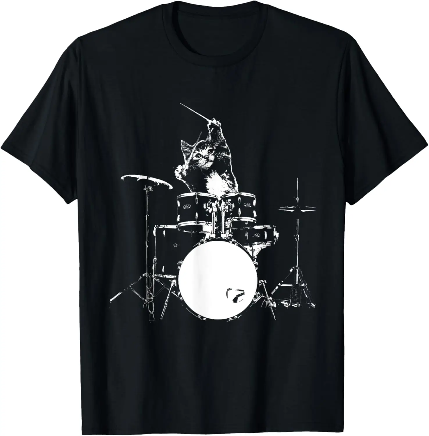 

Funny Cat Shirt Cat Playing Drums Shirt Funny Drummer Shirts T-Shirt