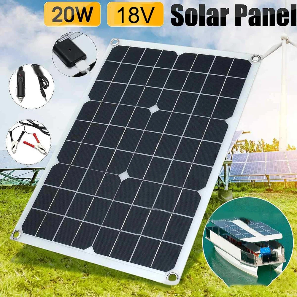 18V Flexible Solar Panel Kit  For RV Boat Cabin Motorhome Caravan Camper Trailer Outdoor Portable Solar Charging Panel