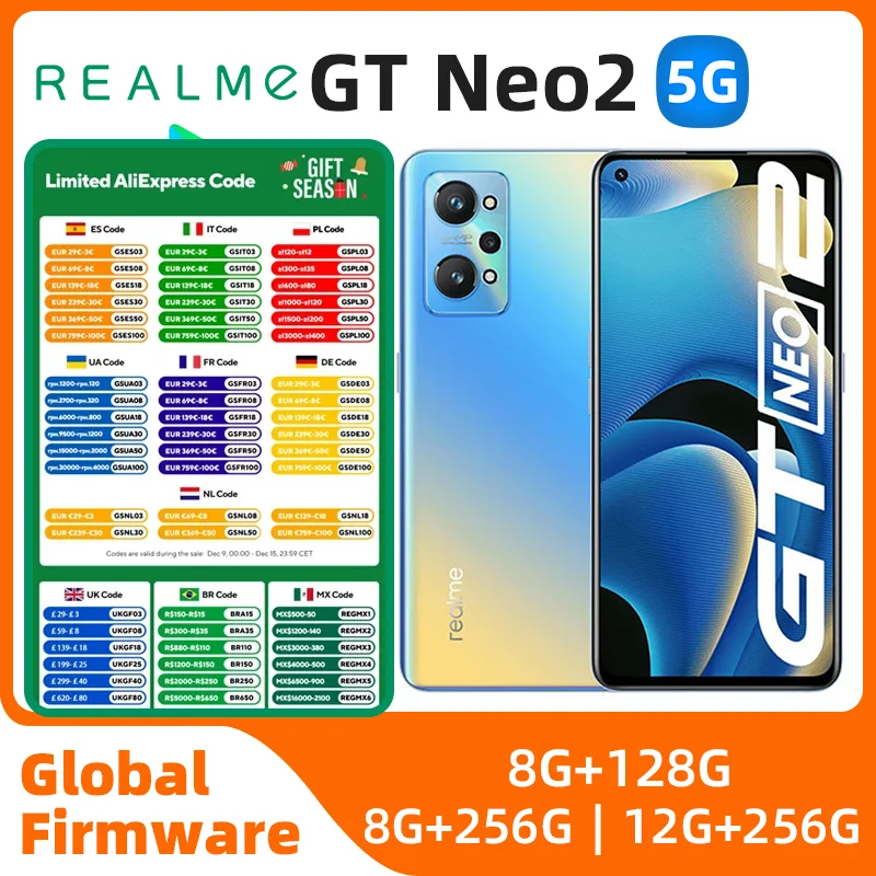 Realme   GT Neo2 Android 5G Unlocked 6.62 inch 256G All Colours in Good Condition Original used phone