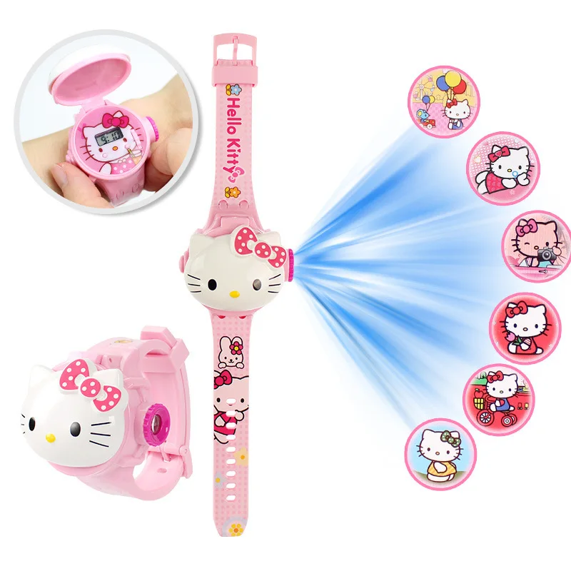 Fashion Projection Hello Kitty Children Watches Silicone Strap Cute Kuromi Girls Watch Kids Student School Gift Relogio Infantil