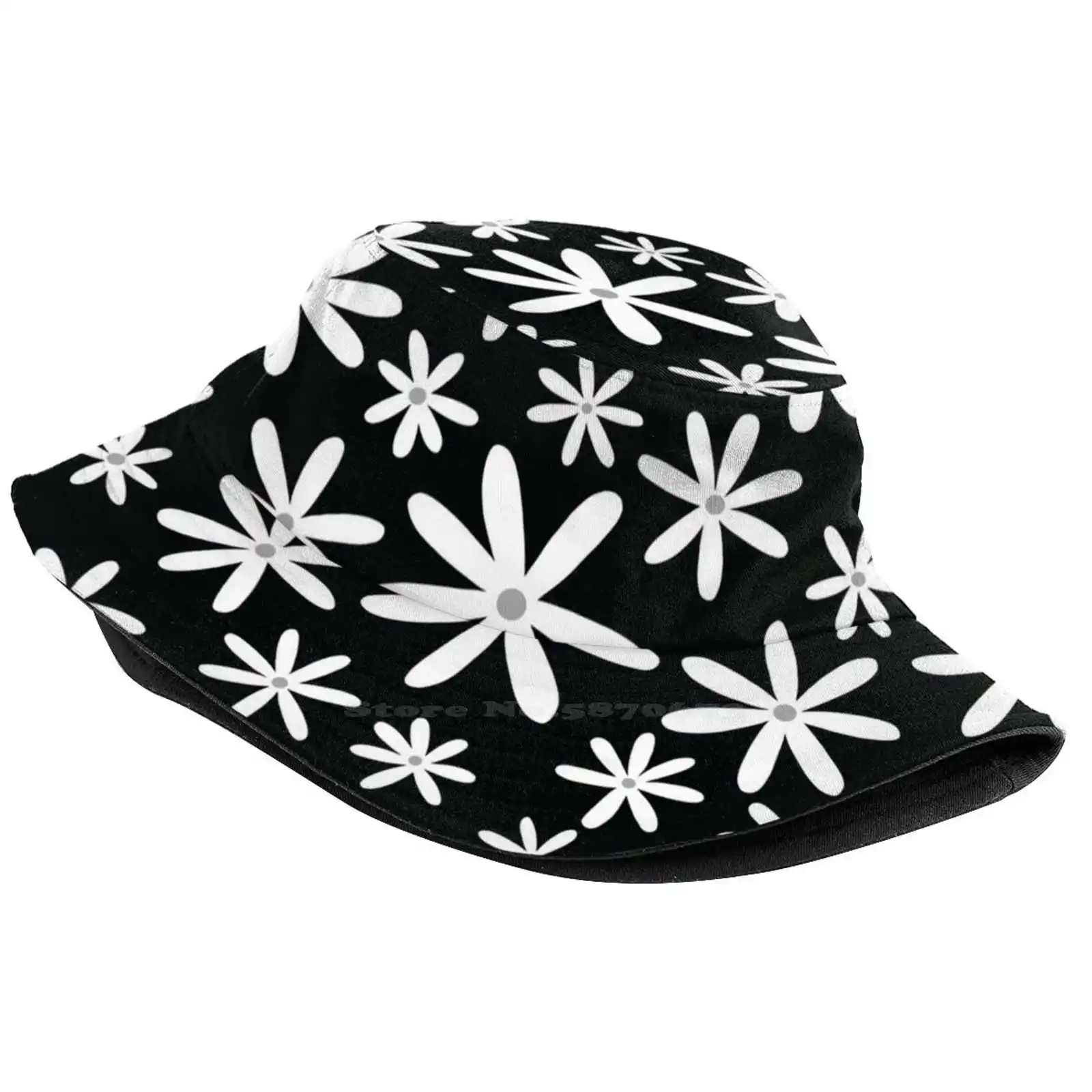 Tiare Flower - Black And Gray Palette Fisherman's Hat Bucket Hats Caps White Flower Gray Botanical Tiare Petals