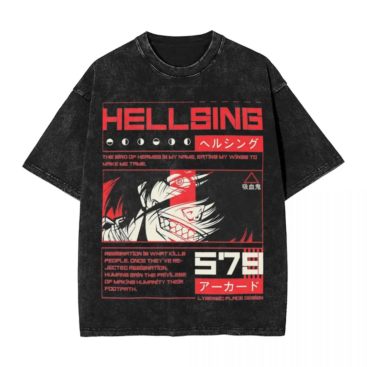 

Alucard Hellsing Anime T Shirts Hip Hop Washed Short Sleeve Oversize T-Shirt Fashion Men Women Tops Streetwear Summer Tops Tees