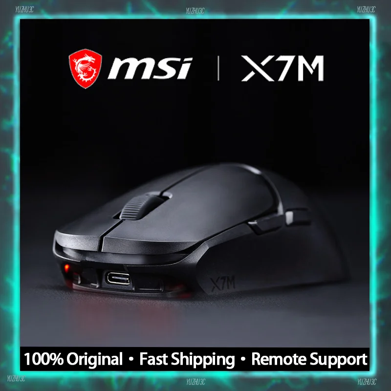 Mouse Gamer MSI X7M com Fio, Sem Fio 2.4G, Bluetooth, Latência de 0.242ms, RF54L15, 20000FPS, Ergonômico e Leve para Laptop