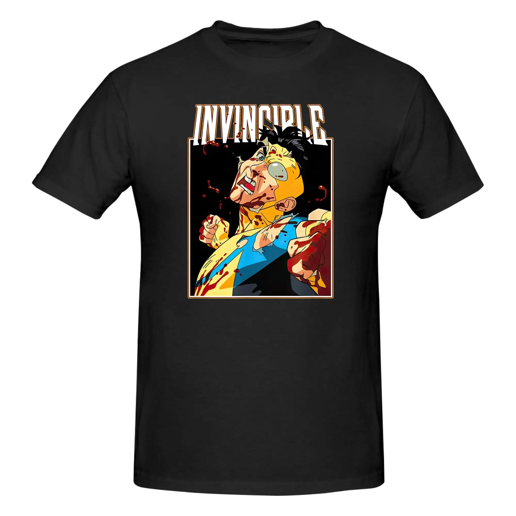1 Piece Battle Damaged Mark Novelty 100% Cotton T-Shirt I-Invincible Comic Tops Tees For Men