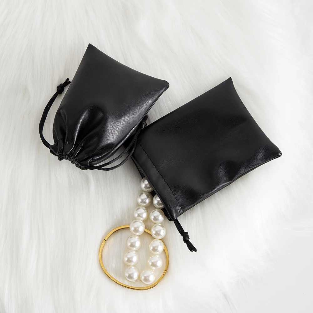 

10 шт., черная сумка для ювелирных изделий из искусственной кожи, кольца, серьги, шпильки, браслет, кулон, органайзер, дисплей для хранения, персонализированная сумка