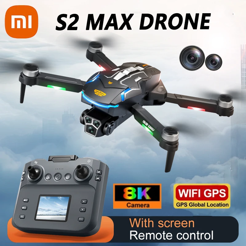 Xiaomi s2 max drone 8k hd câmera dupla fotografia aérea evitar obstáculos drone rc de quatro eixos com tela de controle remoto