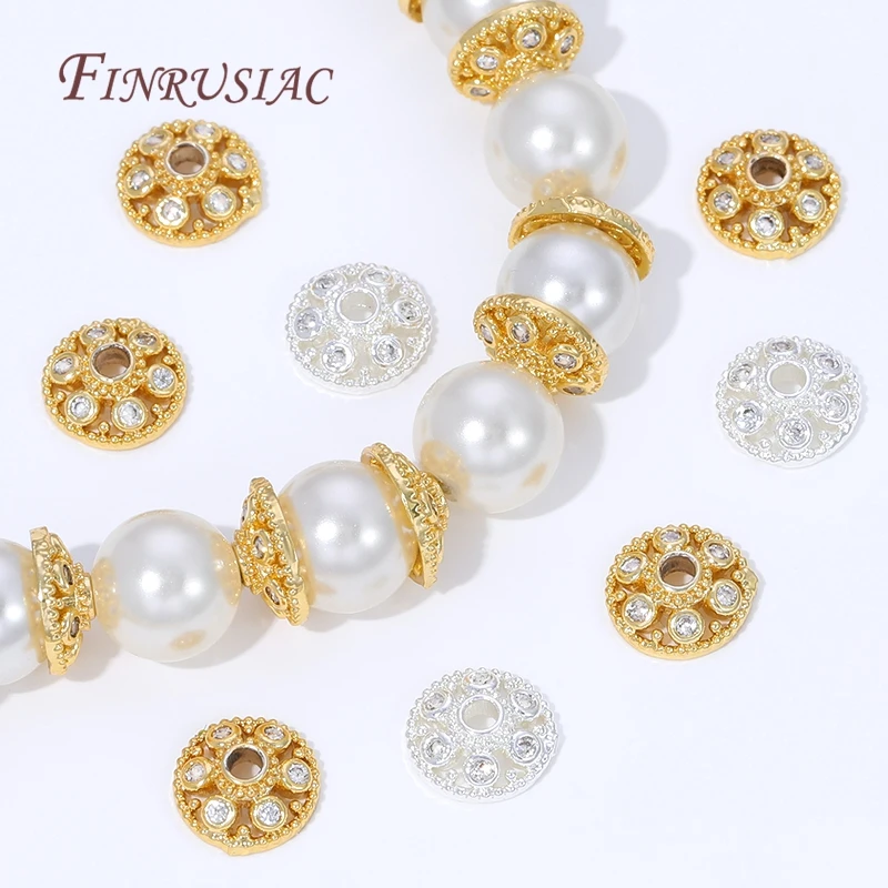 10/20 Stück 18K vergoldete Messing-Perlenkappen, Blumen-Perlenkappen für Schmuckherstellung, DIY-Halsketten- und Armband-Zubehör – Detail 16