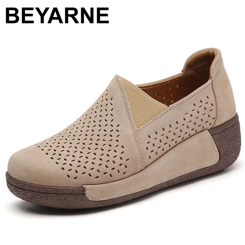 Spring Autumn Women Flats Platform Loafers Ladies Genuine Leather Comfort Wedge Moccasins Orthopedic Slip On Casual Shoes