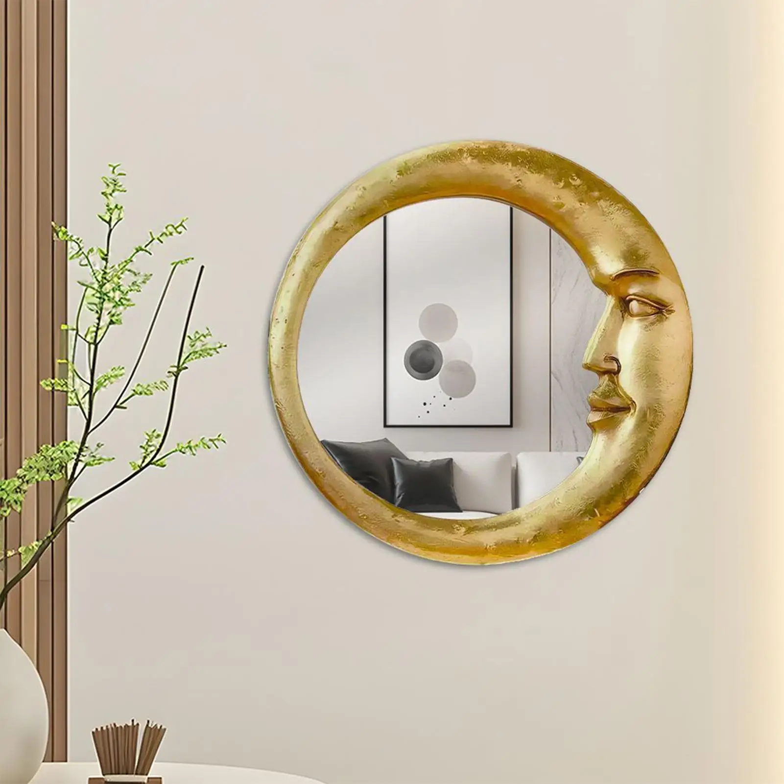 2D Acrylic Vintage Moon Wall Mirror 90s Gothic Witch Decor for Bathroom Bedroom Living Room Dormitory Apartment Rental Decor