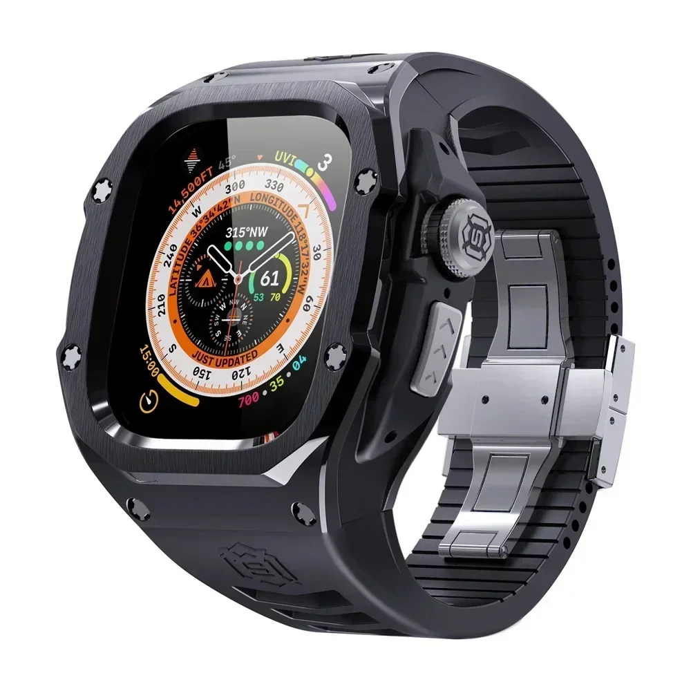 Luxuriöses Modifikationsset für Apple Watch Ultra 2 49 mm, Edelstahlgehäuse für IWatch 9 8 7 6 45 mm 44 mm Sportarmband-Ersatz – Detail 13