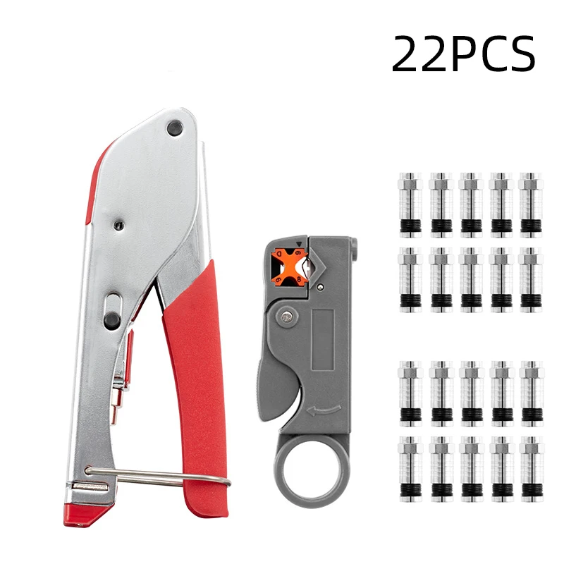 RG59 RG6 Coaxial Cable Crimping Pliers Kit Network Cable Pliers Set Coax Cable Stripper Crimper Tool Set