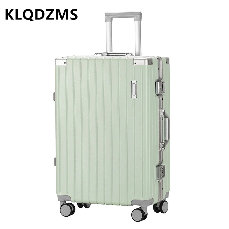 Imagem -05 - Klqdzms-alumínio Quadro Mala Trolley Case Anti-scratch Wear Boarding Box Bagagem de Rolamento Alta Qualidade 20 22 24 26