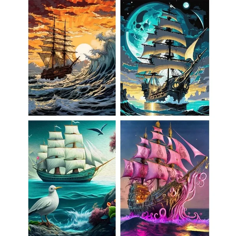 

Diamond Painting Full Square , Pirate Pink Ship , Diamond Embroidery Rhinestone Mosaic , Ship Pictures , Kids Room Decoration