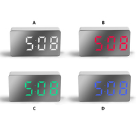 LED Mirror Table Digital Clock USB Rechargeable Tabletop Display Alarm Electronic Decorations Wake Up Clocks Blue