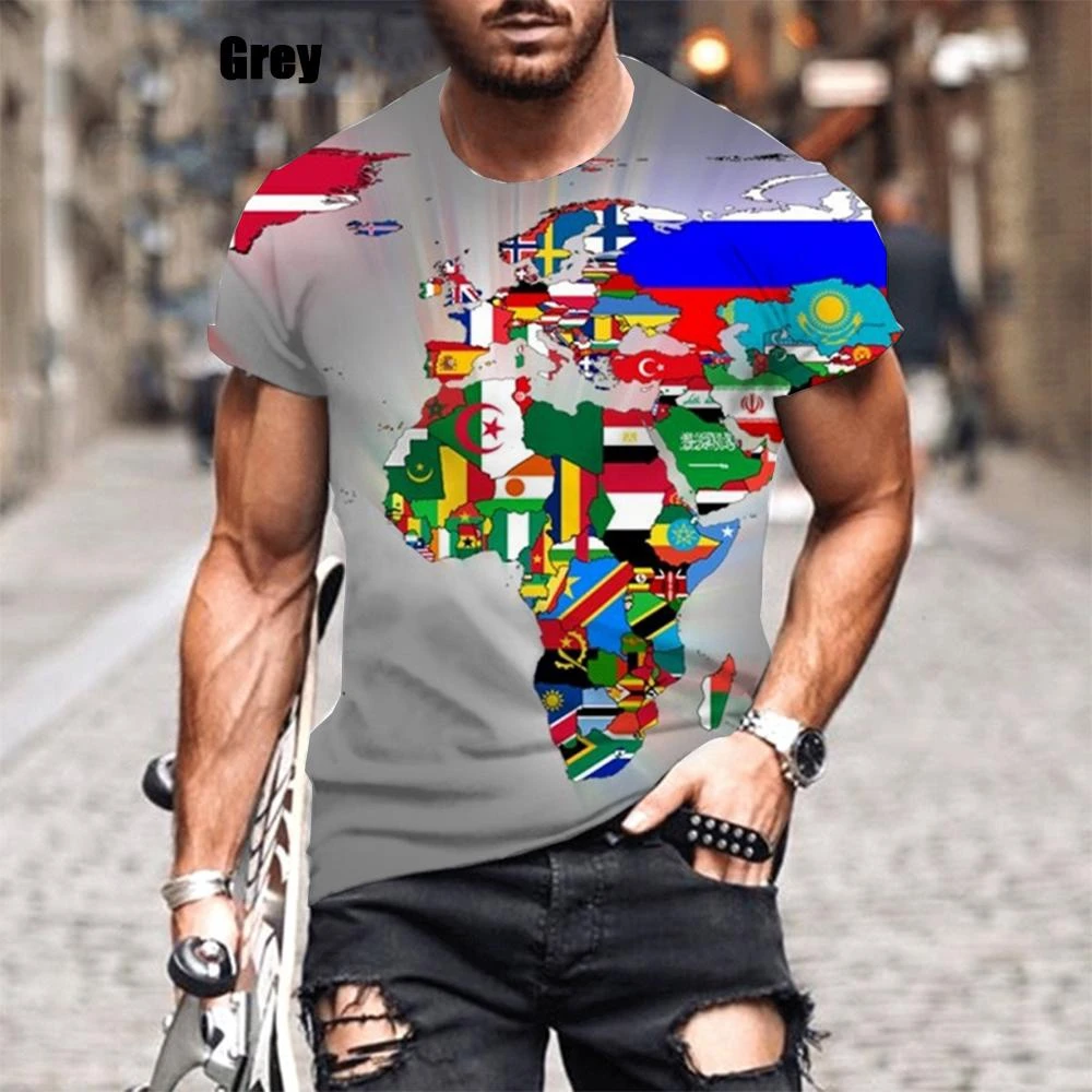 New Fashion Summer Hot Sale 3D Map Men\'s/women\'s T Shirt 3D Print Short-sleeved Men\'s Tops Clothing Plus Size XXS~6XL Oversize