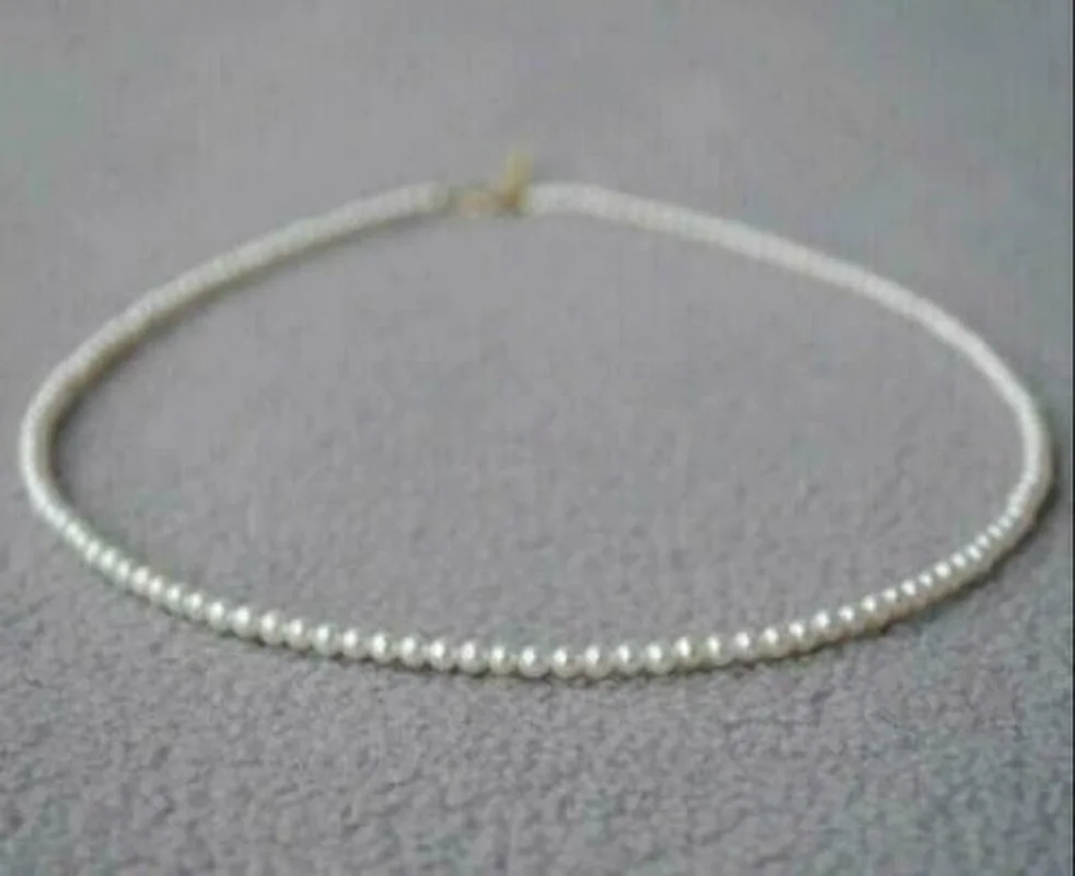 

Mini 18" AAAA + 5-6mm Japanese Akoya white pearl necklace 14k Gold clasp