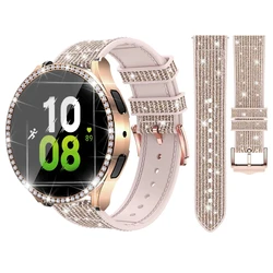 2pcs for samsung galaxy watch 7 6 5 4 44mm 40mm band + Tempered glass screen protector case galaxy watch 7 bling strap Bumper