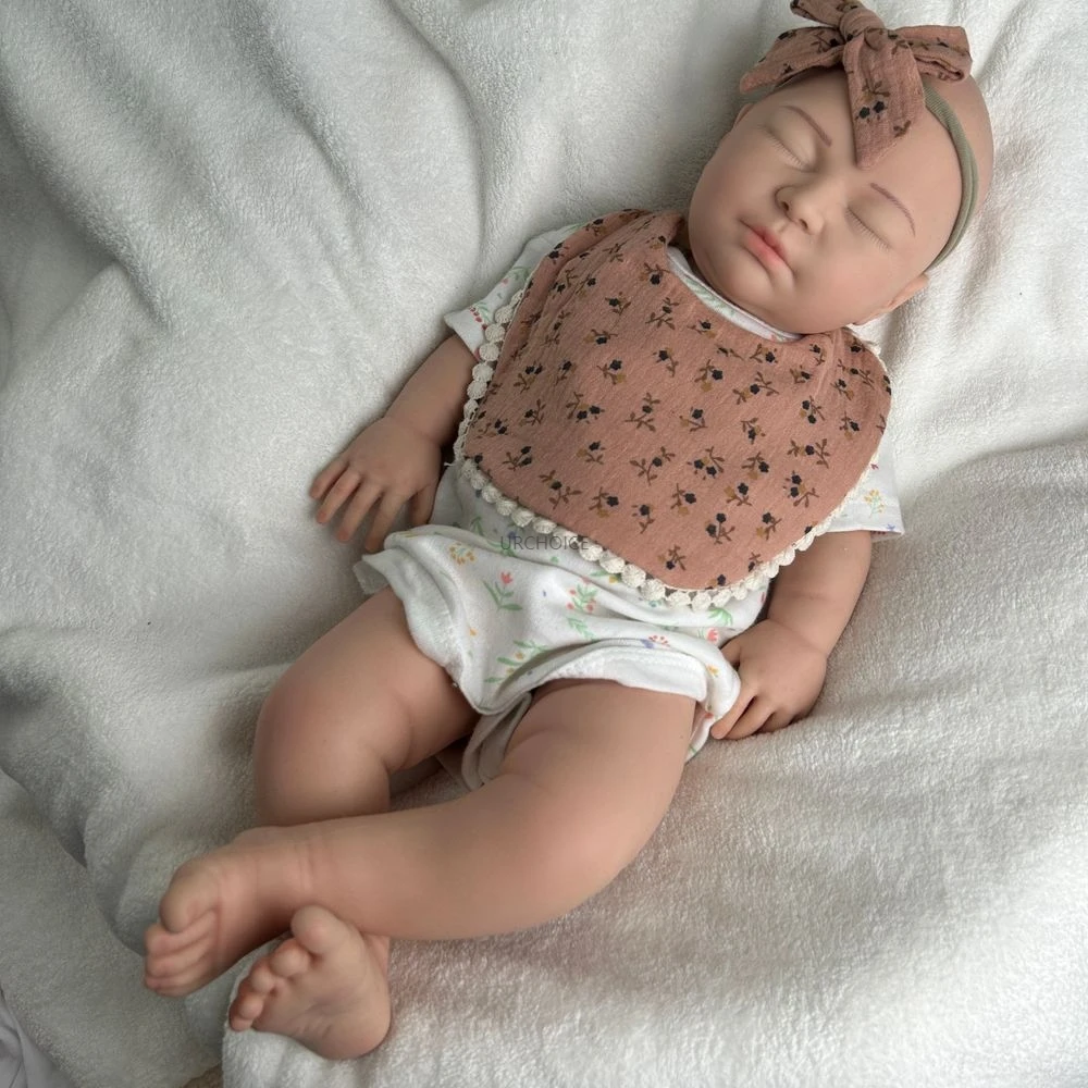Handmade Soft 22Inch Silicone Reborn Baby Girl Realistic Weighted Waterproof Doll Como lembranças Presente de Natal Collectibles