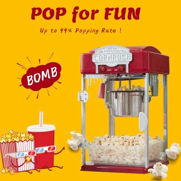 Popcorn Popper Machine-4 OZ Vintage Professional Popcorn Maker Theater Style with Nonstick Kettle Warming Light