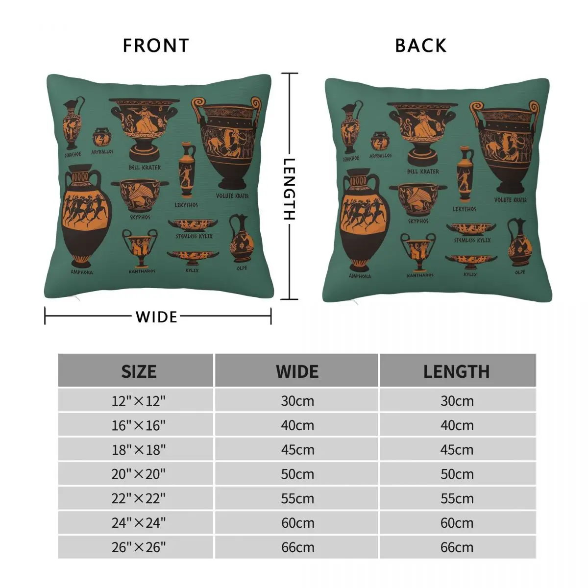 Ancient Greek Pottery Square Pillowcase Polyester Linen Velvet Creative Zip Decorative Throw Pillow Case Car Cushion Cover