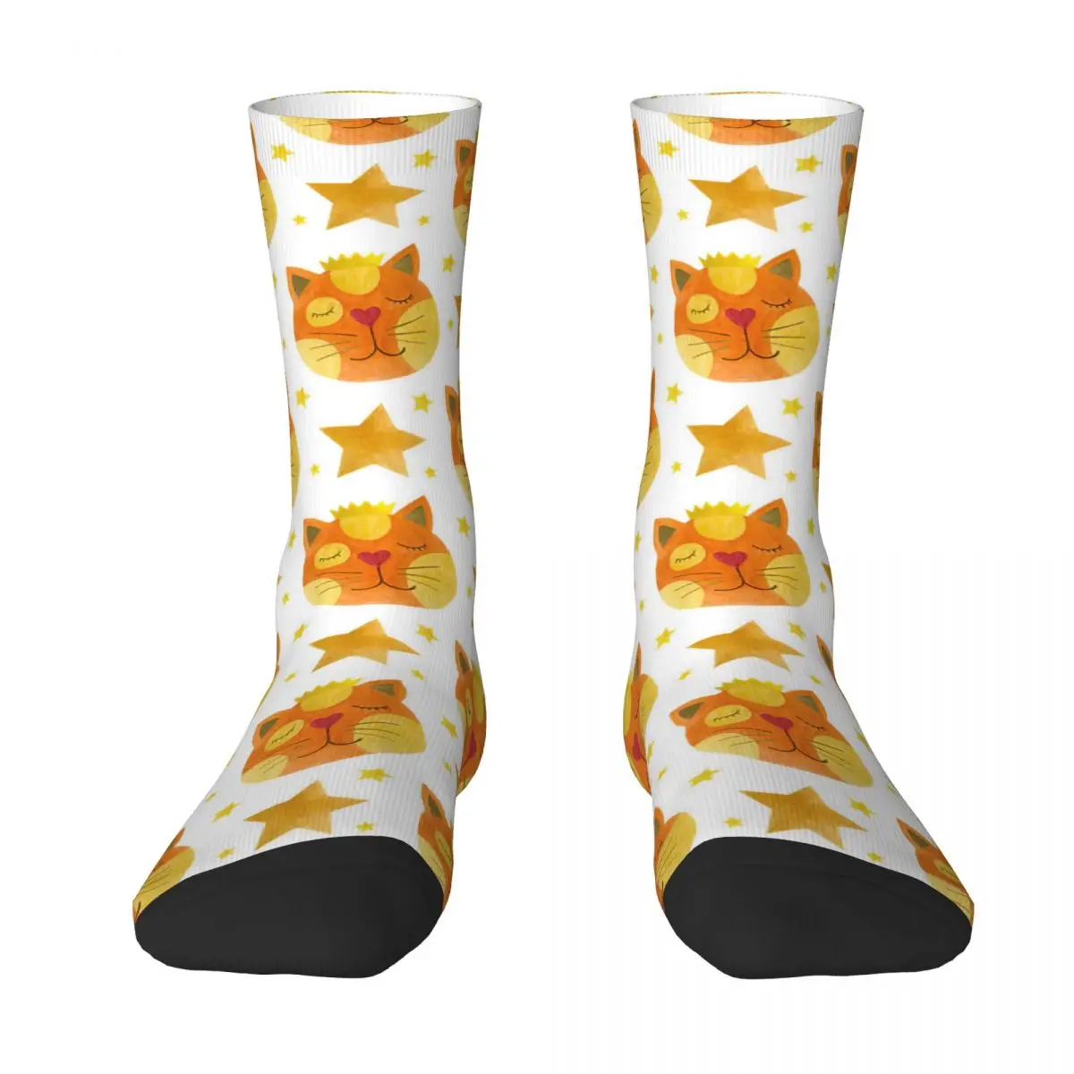 

Watercolor Seamless Pattern Of Cat Faces And Stars Adult Socks,Unisex socks,men Socks women Socks