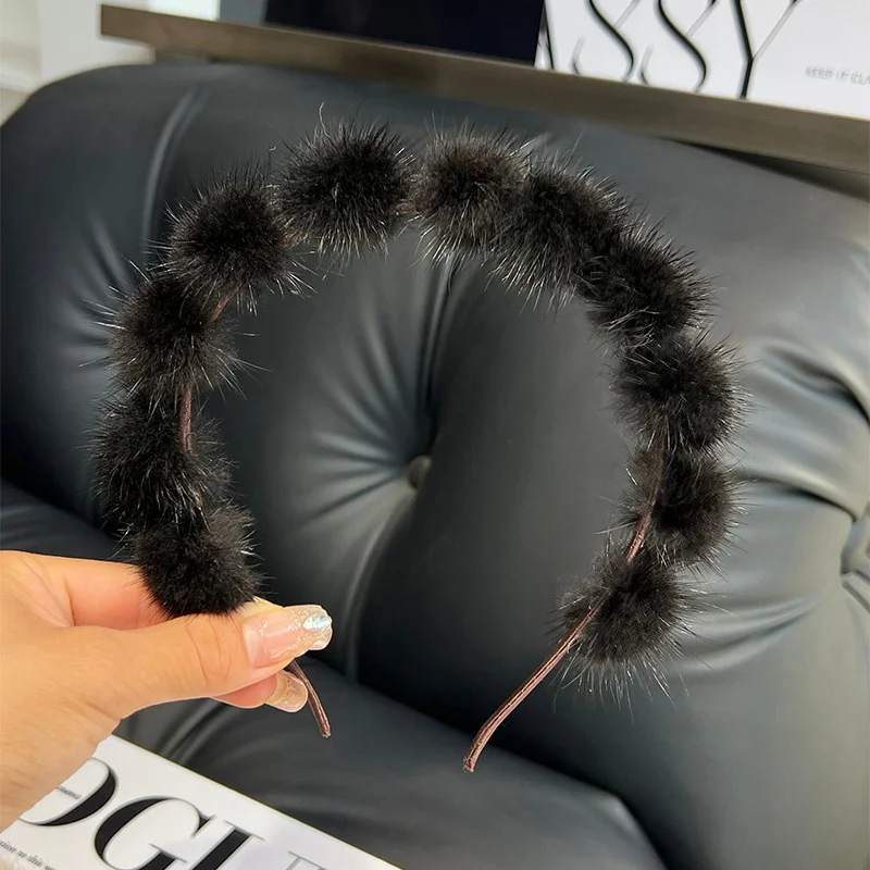 New Luxury Natural Mink Hair Hoop High Quality Ladies Face Wash Headband Fashion Temperament Girls Headwear Gift Decoration