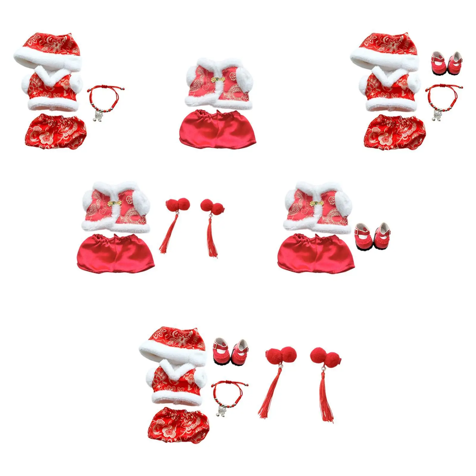 Ropa de muñeca de peluche para muñeca de 17cm, traje Tang, accesorios para fotos, moda cómoda y bonita, ropa para muñeca, disfraz de Año Nuevo Chino