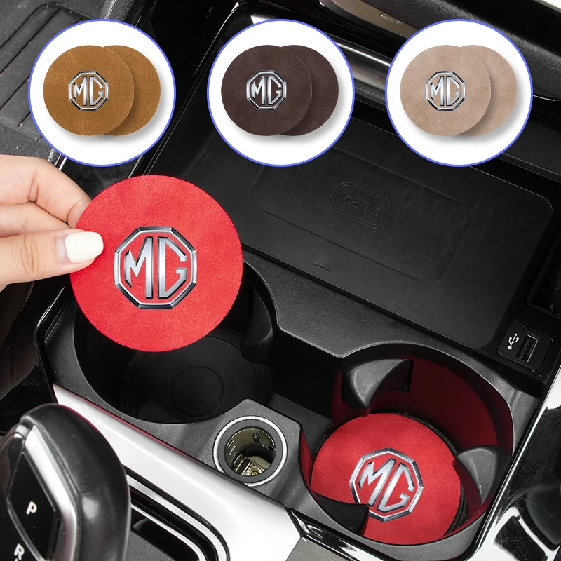 2PCS Car Coaster Water Cup Anti-Slip Pads For Morris Garages MG 6 3 5 7 TF ZR ZS HS GS GT Hector RX5 RX8 350 550 Gundam