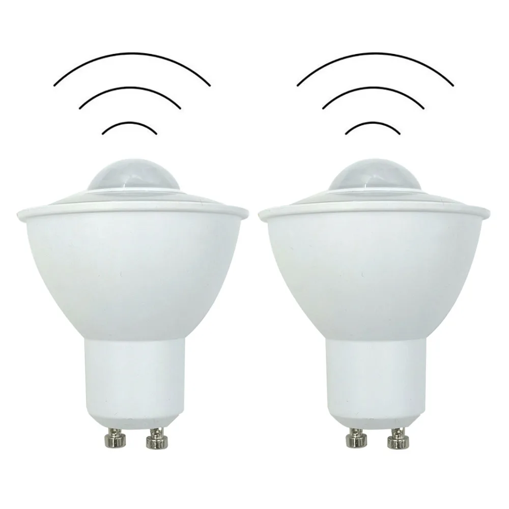

2-Piece PIR Motion Sensor LED GU10 Bulbs 6W 85-265V AC for Ceiling Downlight Passage Corridor Walkway Lighting