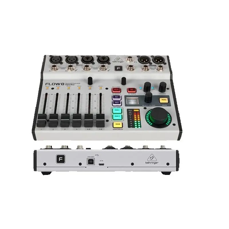 Mezclador digital de 8 entradas, 2 procesadores de efectos e interfaz USB/audio con audio Bluetooth y control por aplicación